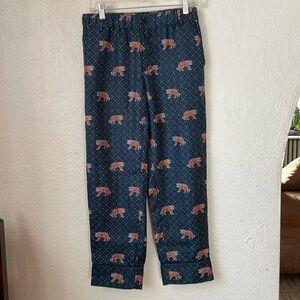 Silk tiger print navy trousers